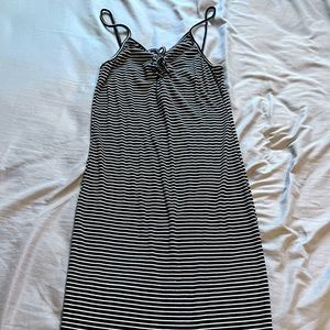 Black and white striped long dress